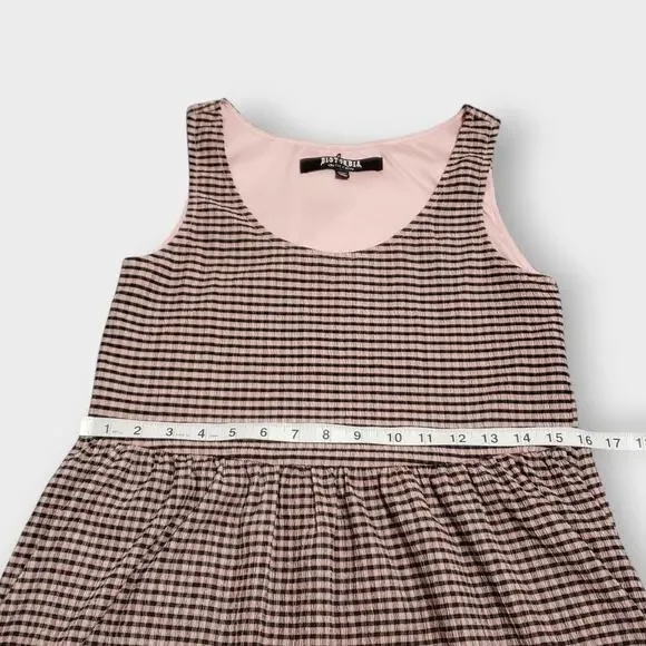 Disturbia Midora Crinkle Check Plaid Mini Skater Dress Pink Black Sz 2US Goth - Picture 10 of 11